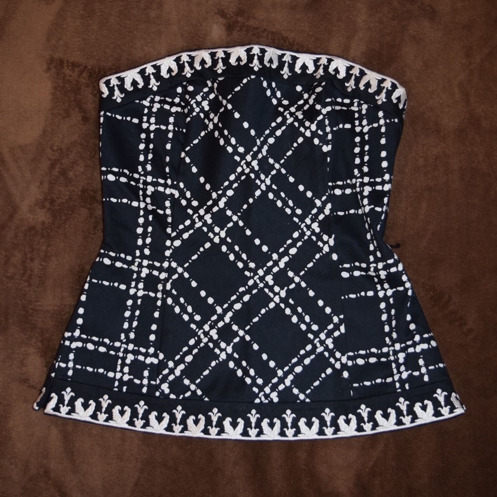 Black and white with embroidery tube top.